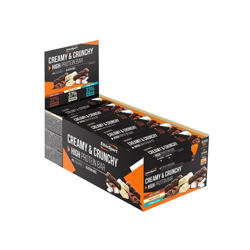EthicSport Creamy & Crunchy 30g Box da 24 Barrette ad Alto Contenuto Proteico 37% Ethic Sport