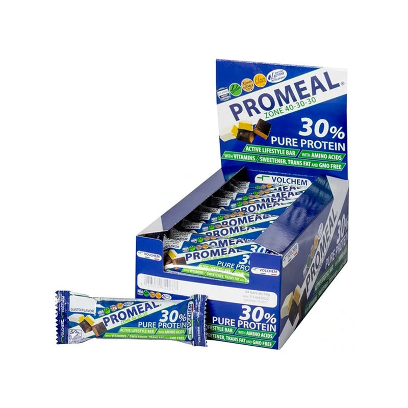 Volchem Promeal Zone 40-30-30 50g Box da 24 Barrette ad Alto Contenuto Proteico 32% Volchem